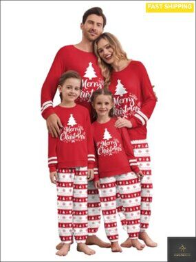 Family Matching Christmas Pajama Sets Long Sleeve Jogger Lounge Set